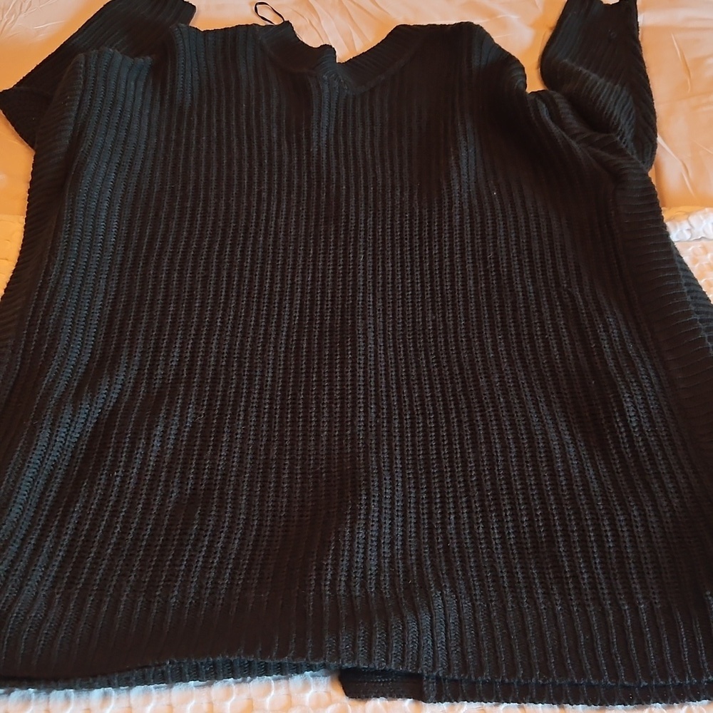 Design Lab Lord & Taylor Black Ribbed Cardigan - Picture 4 of 6